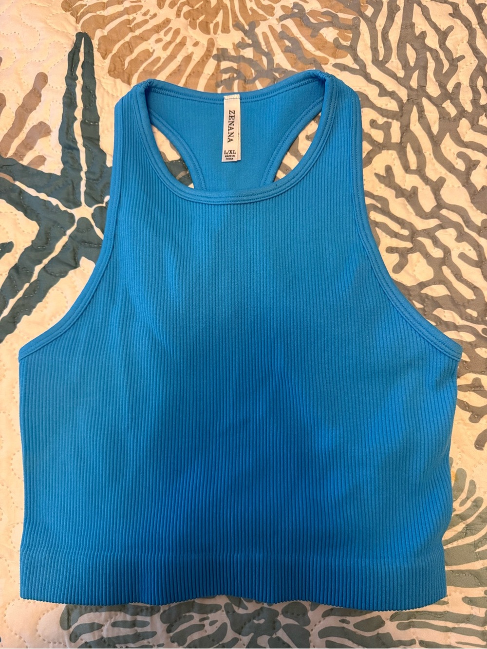 Zennaya Blue Ribbed Racerback Crop Top